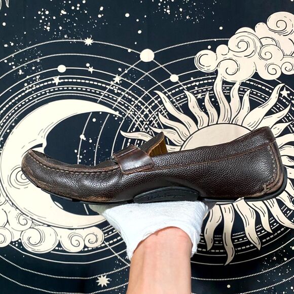Salvatore Ferragamo Moccasin Shoes Men\'s 10EE Brown Nubuck Driving Preppy Loafer main image 5